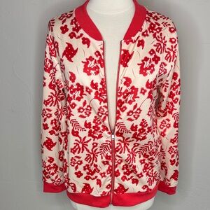 Red Floral Lightweight Bomber Jacket